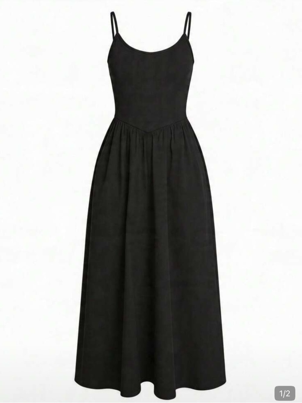 Elegant Black Maxi Skirt Dress with Spaghetti Straps
